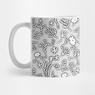 Botanical-Pattern, set, grey, 3, botanic, nature, botanical, floral, flowers, floral-pattern, leaves, plants, minimalist, garden, jungle, leaf, exotic, tropical, flower, boho, cacti, succulent, digital, graphic-design, pattern, Mug